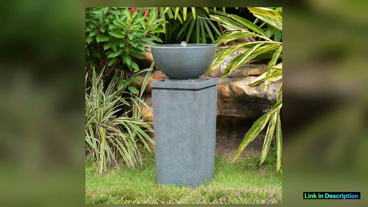 355 Polyresin Gray Zen Bowl Water Fountain Outdoor Bird Feeder Bath Fountains Relaxing Water