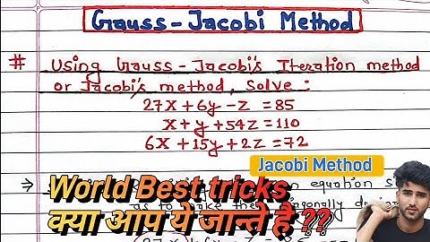 Gauss-Jacobi Method | Jacobi Method | Numerical Iteration Method Explained | Arya Anjum