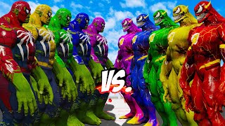 Team Hulk Spider Color Vs Team Venom Flash Color - Epic Superheroes War