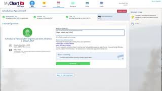 Scheduling an urgent care video visit