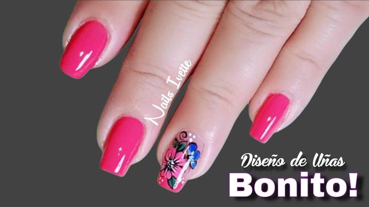 Uñas sencillas y elegantes/ Decoración de uñas flores / Diseño de uñas color rosa