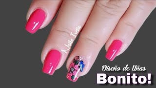 Uñas sencillas y elegantes/ Decoración de uñas flores / Diseño de uñas color rosa