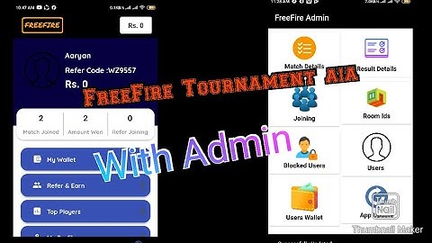 FreeFire Tournament aia file || New Admin App || Dynamic Payment System