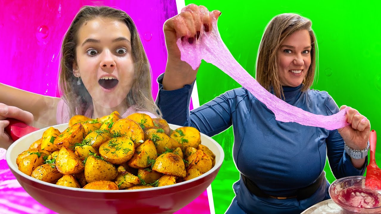 Готовим картошку и делаем слайм / Кто лучше справится?!