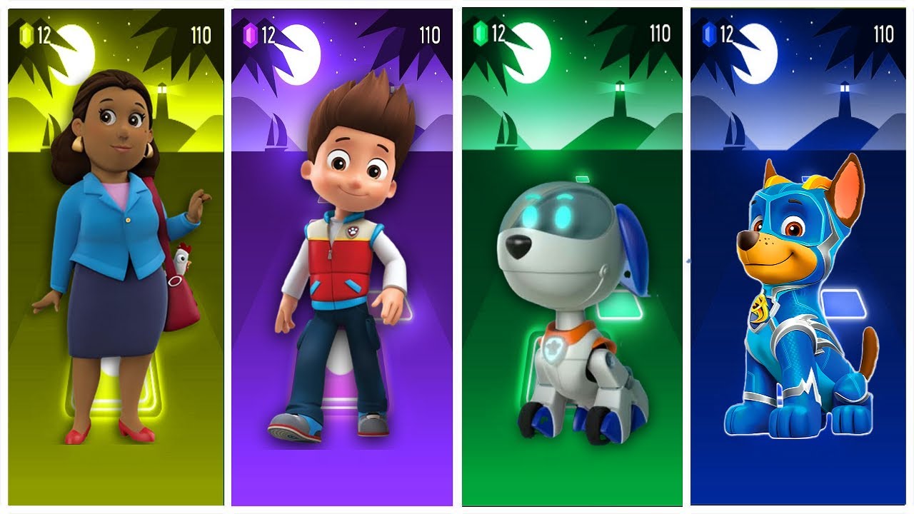 Level 33 Paw Patrol Team Goodway - Ryder - Robo Dog - Chase  || Tiles Hop EDM Rush 