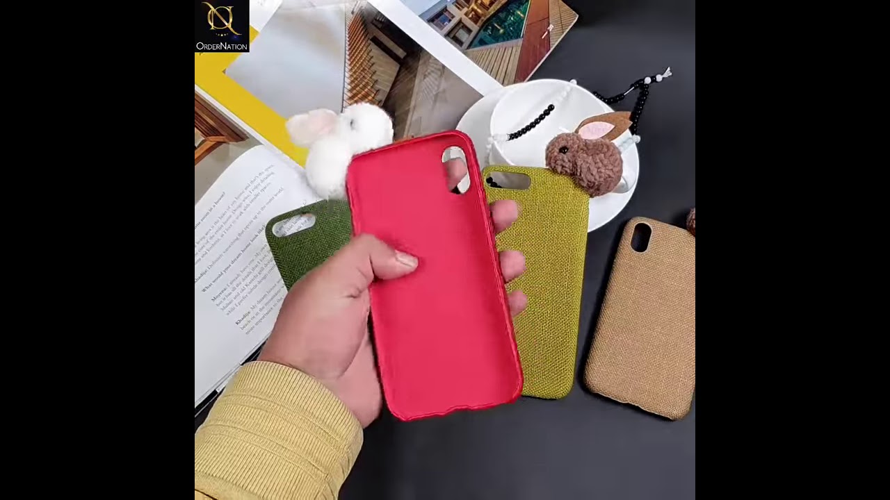 Rabbit Jeans Febric 3D Cartoon Soft Back Shell Case For iPhone XS / X - Red