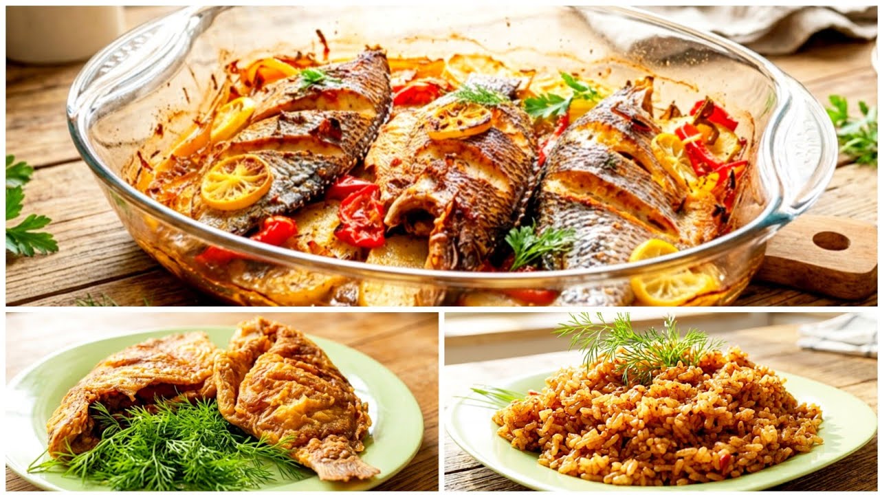 وليمة السمك الرهيبة.. أحلى سمك مقلي مقرمش وصينية زيت وليمون ف الفرن 🐟🔥