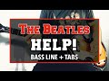 The beatles  help  bass line play along tabs