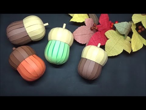 画用紙 秋の飾り 可愛い どんぐりの作り方 Diy Drawing Paper Cute How To Make An Acorn Youtube