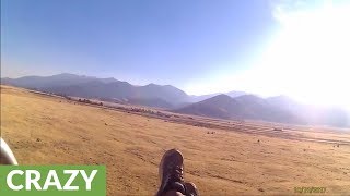 High wind gusts cause dangerous paramotor crash