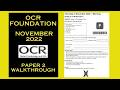 OCR GCSE Maths Foundation - November 2022 - Paper 2 - NonCalculator - Worked Solutions / Walkthrough