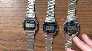 Casio A164 look and feel (compared with A158 and A168)