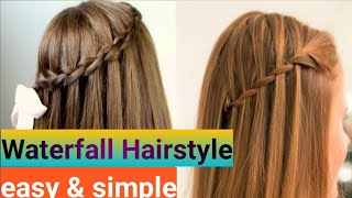waterfall Hair Style for long &short hair in 2minutes |party hair style