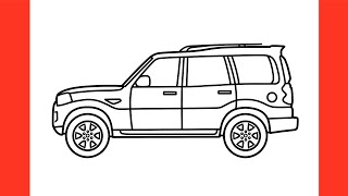 How to draw a Mahindra Scorpio easy / drawing car step by step