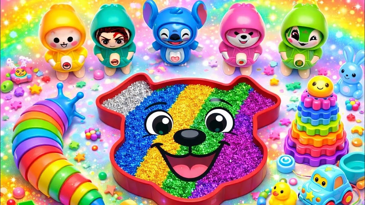 Satisfying Video I Puppy Rainbow Glitter Glow Slime 🌈✨ | Color Mixing ASMR