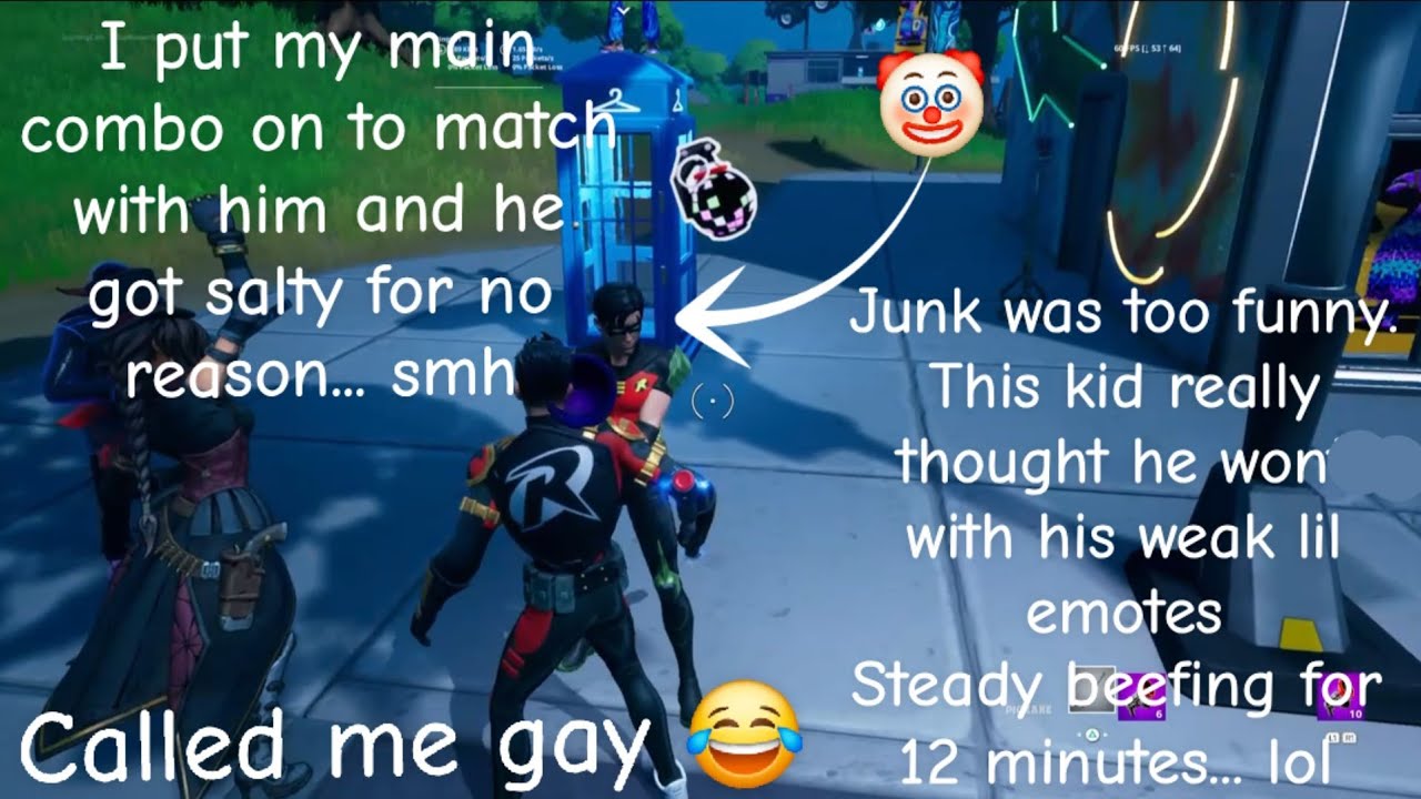 Kid got pressed and wanted me to emote battle his 2 accounts 😂 