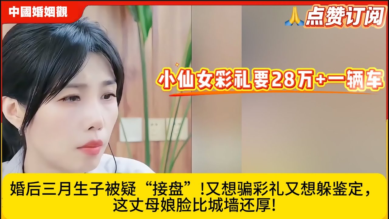 小仙女彩礼要28万+一辆车，婚后三月生子被疑“接盘”!又想骗彩礼又想躲鉴定，这丈母娘脸比城墙还厚!米小律中国婚姻观