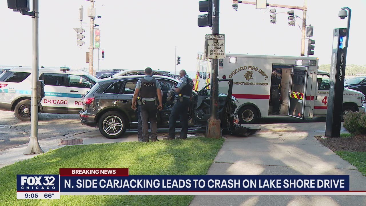 Lincoln Park carjacking leads to crash on Lake Shore Drive - YouTube