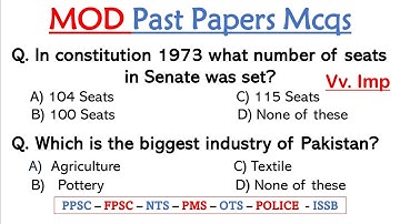 Ministry of Defence (MOD) Most Important MCQs from Past Papers | mod si,ldc,udc & naib qasid etc..