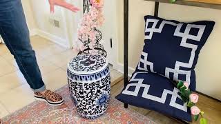 Blue and White Porcelain Stool / Accent Table