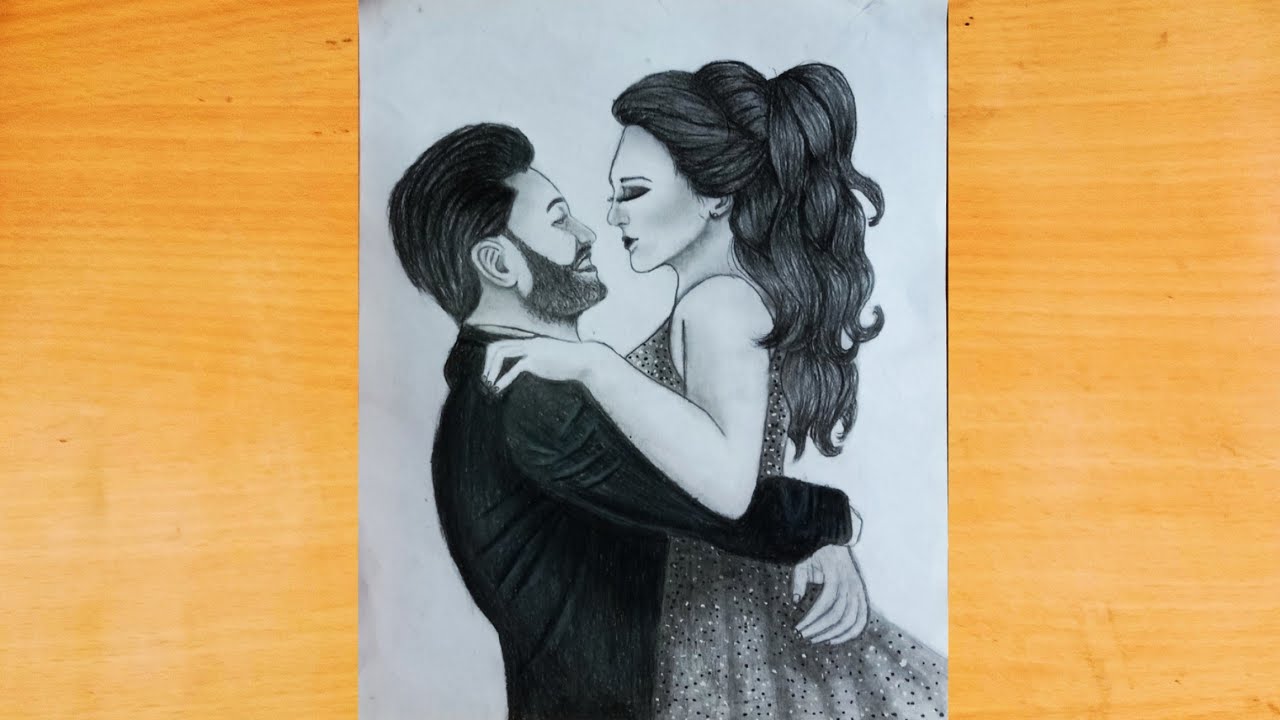how to draw romantic couple very easy step for beginners - YouTube