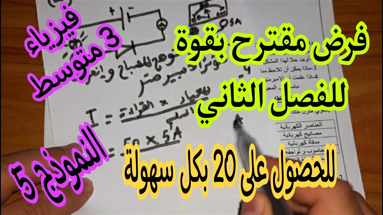 فرض مقترح بقوة للفصل الثاني السنة الثالثة متوسط النموذج 5