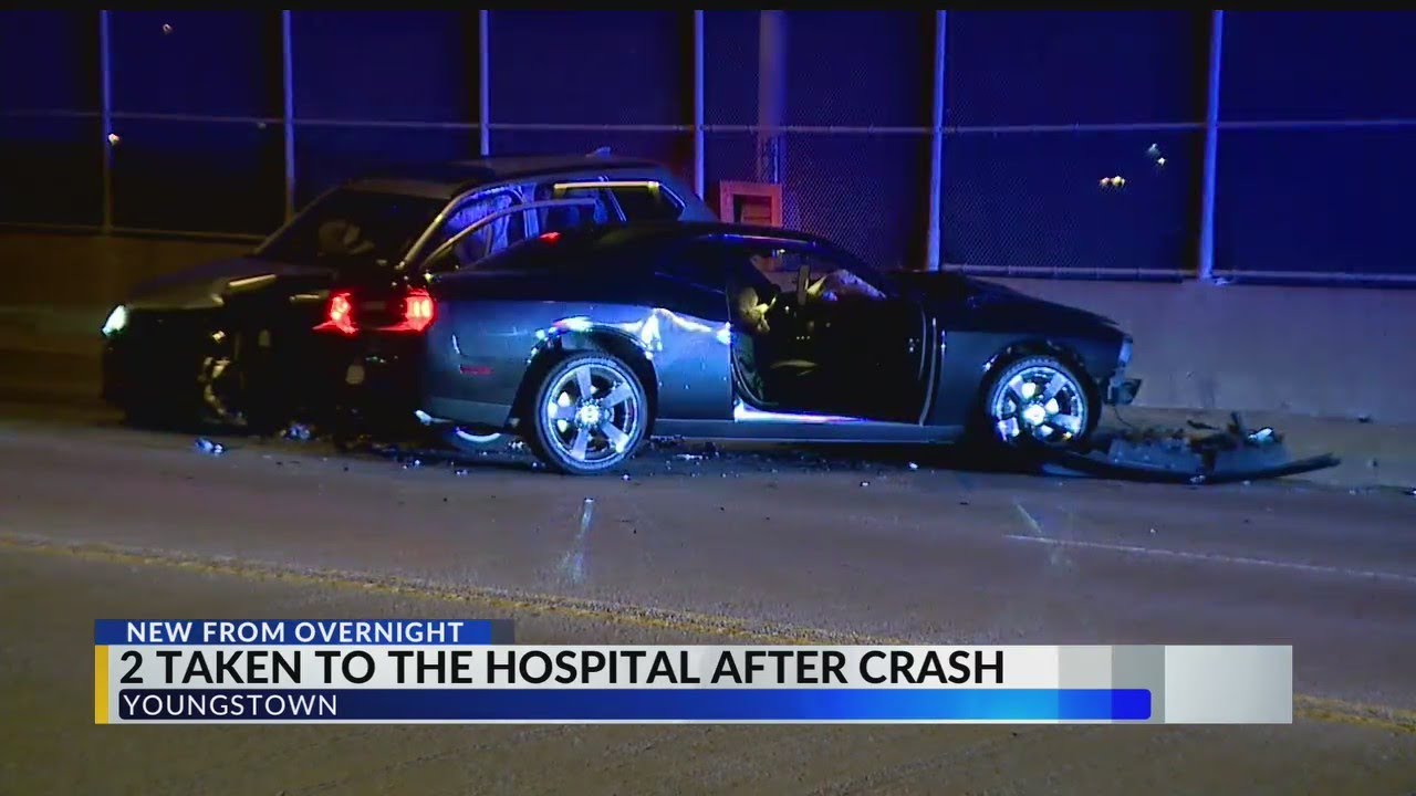 2 sent to hospital after 2-car crash on Youngstown bridge - YouTube