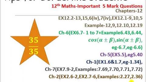 12th Maths|Tips for Borderline Students Getting EASY PASS(35/35)| March 2023|Important 5 Mark Qns
