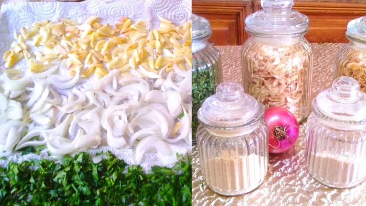 طريقة سهلة لتجفيف الثوم البصل والبقدونس والاحتفاض به| بودرة الثوم والبصل في اسرع وقت أحسن من الجاهزة