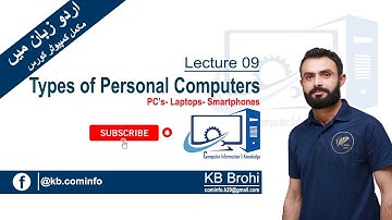 Lec.  9.  Types of Personal Computers|| Desktop-NoteBook-TabletPCs etc|| in Urdu / Hindi || KB Brohi