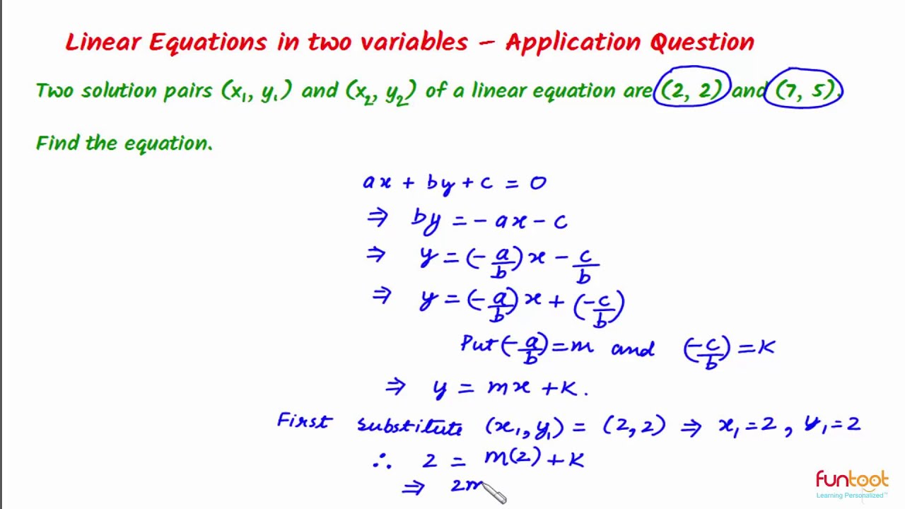 Solutions of Linear Equation in two variables - Linear ...