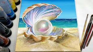 Sea ​​shell\/Acrylic Painting\/painting step by step\/ASMR video #19