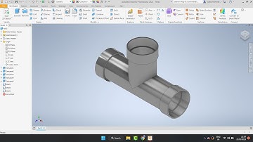 cara membuat pipa T di Autodesk Inventor