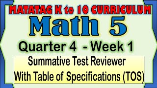 Math 5 Quarter 4 Week 1 Summative Test Reviewer