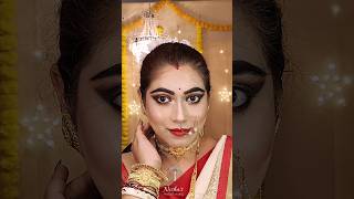 GRWM for Durga Puja 23 ️?Look 2 | Traditional Makeup & Hairstyle @Nisha_Debnath #trending#shorts