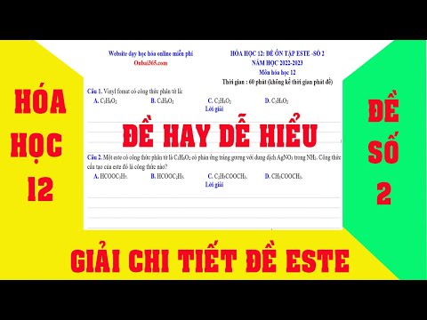 Video Đề số 2 Trắc nghiệm este hóa học 12 Giải chi tiết từng... - youtube