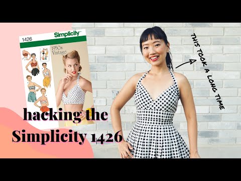 Sewing the Simplicity 1426 (small bust adjustment + extended bodice for a  vintage 50's style top) 