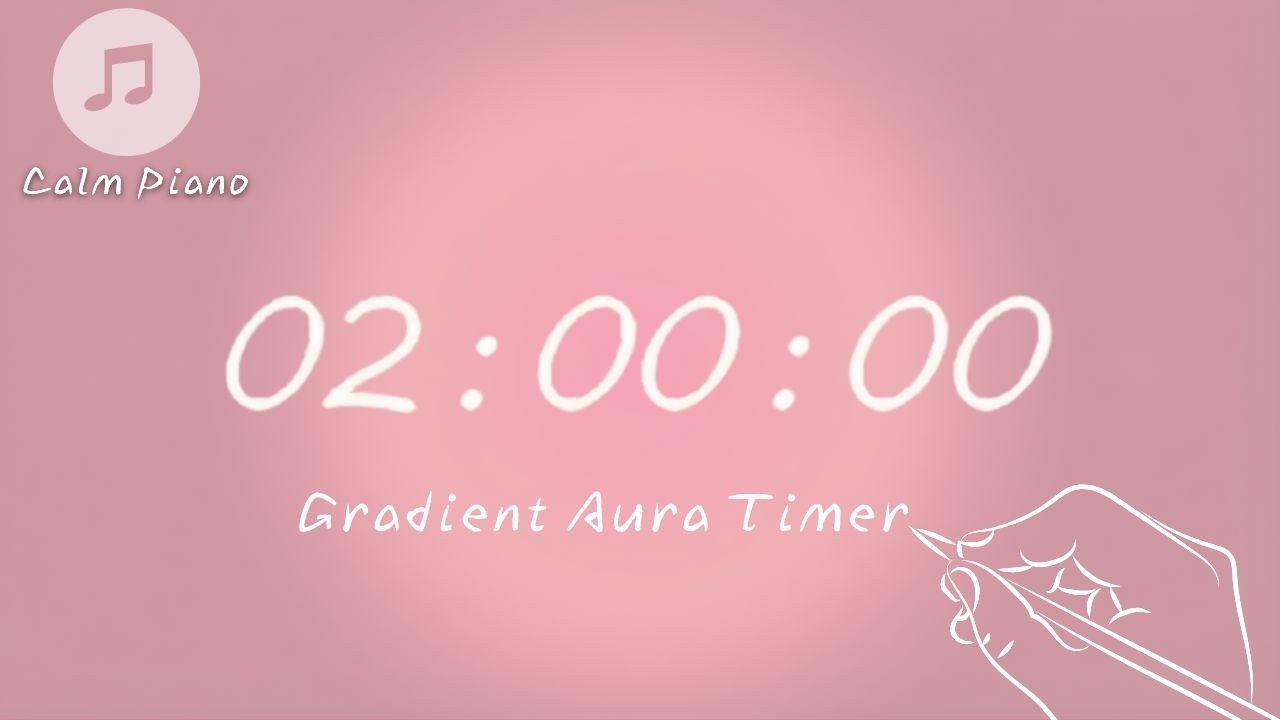 2 Hour Aesthetic Study Timer | Calm Piano Music | Gentle Alarm | Pink Aura Focus 🌸