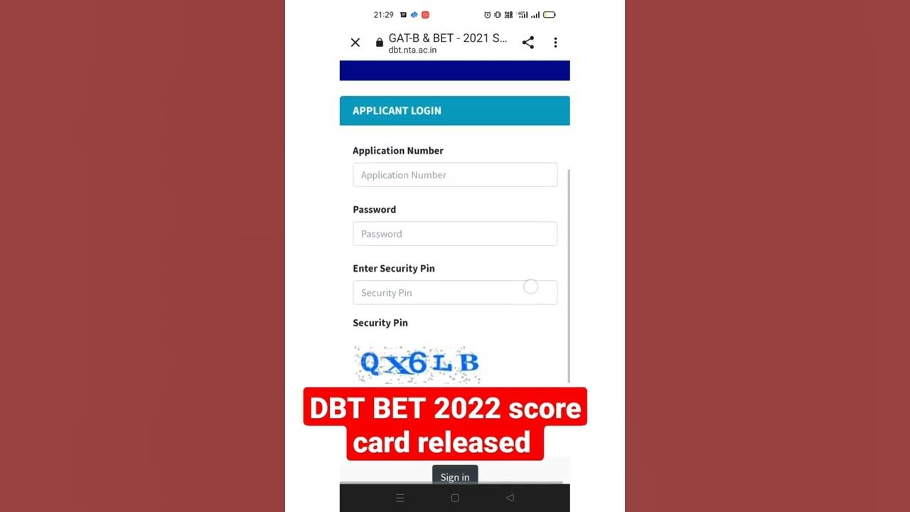 DBT Score Card ll DBT JRF 2022 ll BET Score Card released ll DBT JRF