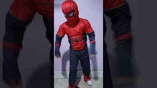 Black-and-red musculer spiderman costume in jumpsuit design with face mask🔥❤️
