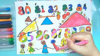 Draw Numbers 80-89 | Write and Color Drawing | Coloring Page | Teach Children & Kids | Time lapse