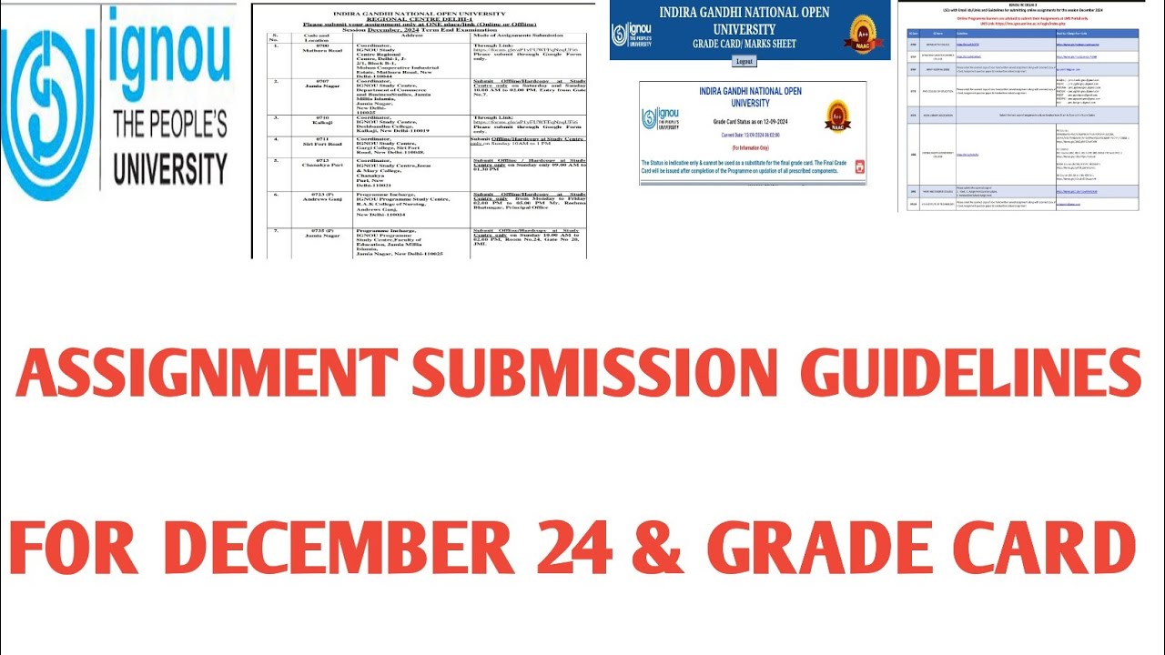 IGNOU ASSIGNMENT SUBMISSION GUIDELINES FOR DECEMBER 2024 EXAMS 🔥 - YouTube