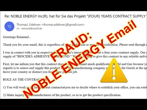 ❗ Krimineller Betrug: Nobel Energy Email über Freelance.de Fraud Scam