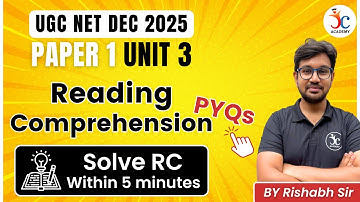 UGC NET Paper 1 Reading Comprehension | RC Solving Tricks | UGC NET Paper 1 Dec 2025 | Rishabh Sir