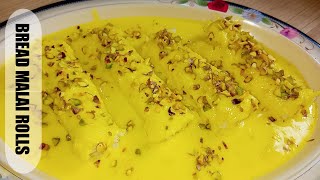 Bread Malai Rolls | Instant Rabri Malai Rolls | Malai Roll Recipe | Quick Dessert