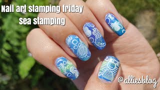 Nail art stamping friday | Harounta sea stamping | Crayola sally Hansen polish