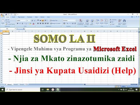 MICROSOFT EXCEL | SOMO LA 2 | VIPENGELE MUHIMU | JINSI YA KUPATA USAIDIZI | NJIA ZA MKATO