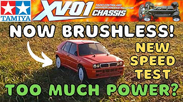 Tamiya XV-01 Brushless Speed Test and Review.  Lancia Delta Integrale RC rally car.