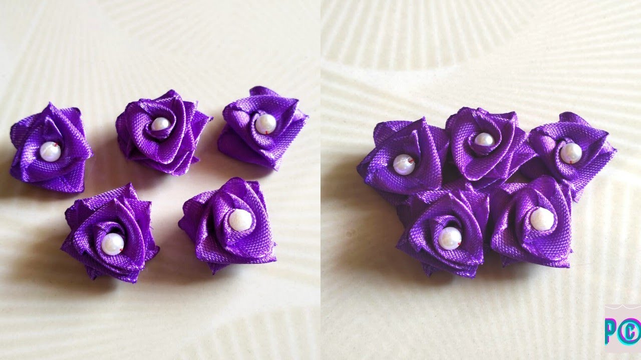Super Easy Ribbon Flower Making Simplest ribbon rose Satin ribbon