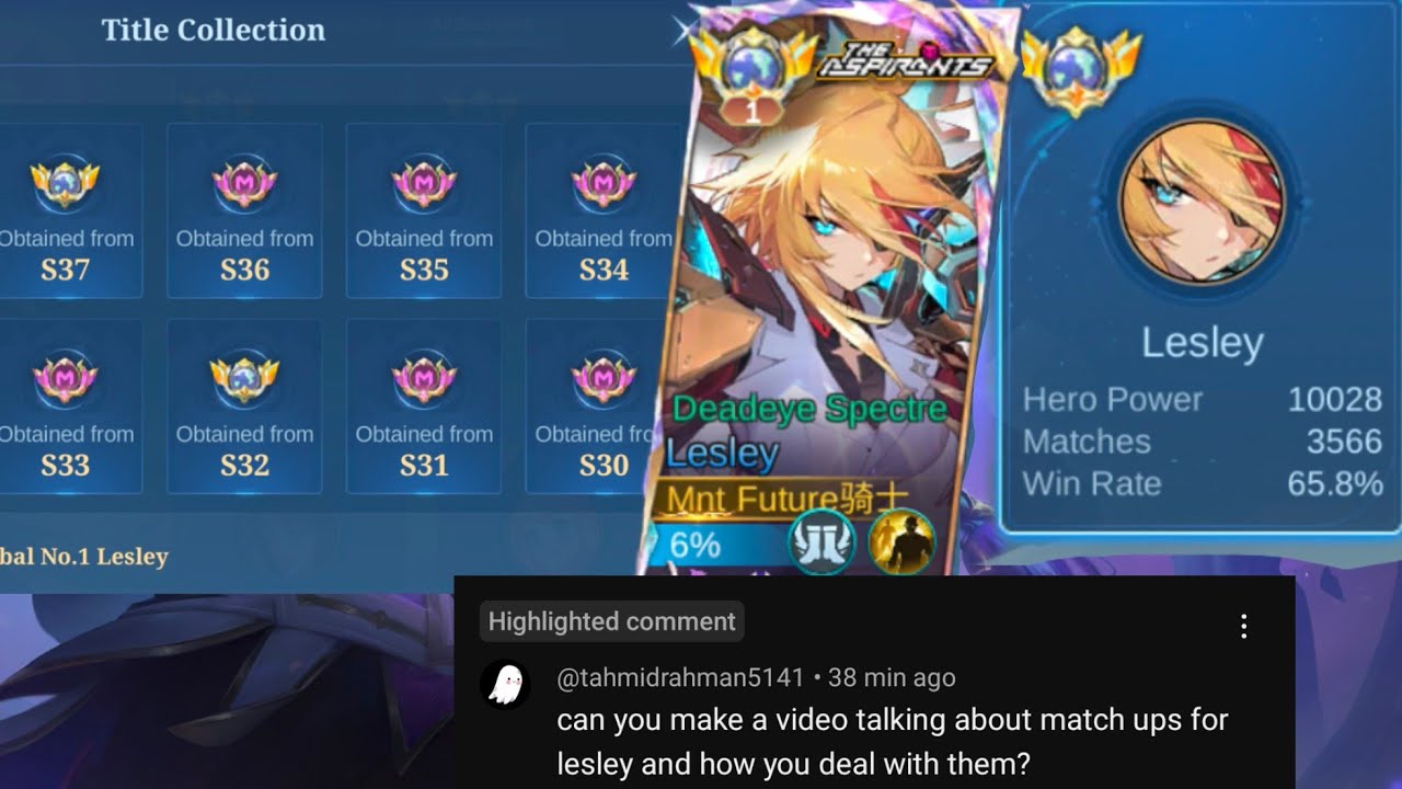 Global No.1 Lesley Gives Guide and Short Tips on How to Play Lesley | Mobile Legends MLBB 